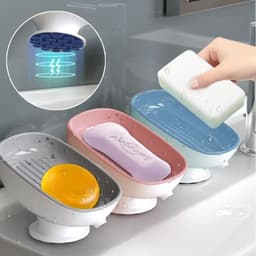 image-1Pcs Bathroom Soap Dishes Holder Self Draining Soap Box with Super Suction Portable Soap Container for Bathroom Accessories