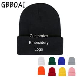 image-Custom Logo Men Winter Hat Embroidery Letters Knitted Ladies Hats Beanies Stocking Skull Bonnet Cap For Women