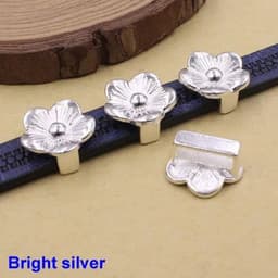 image-Onebeading Tibetan Silver Flower Slider Beads For Bracelet Necklace DIY Making Accessories 14x15mm Hole:Approx 3x10.5mm 30pcs