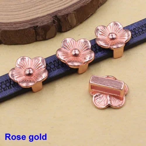 image-Onebeading Tibetan Silver Flower Slider Beads For Bracelet Necklace DIY Making Accessories 14x15mm Hole:Approx 3x10.5mm 30pcs