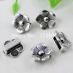 image-Onebeading Tibetan Silver Flower Slider Beads For Bracelet Necklace DIY Making Accessories 14x15mm Hole:Approx 3x10.5mm 30pcs