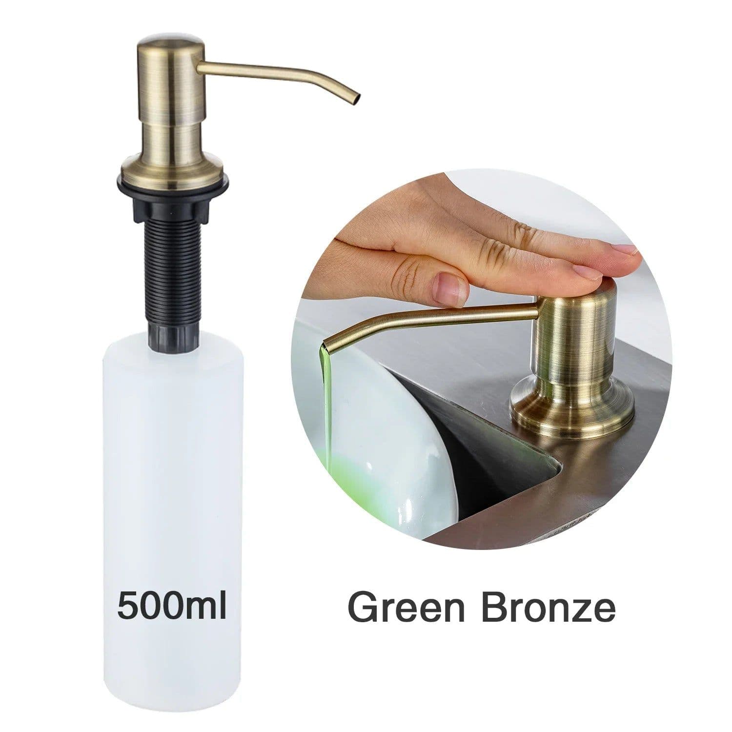 image-Kitchen Soap Dispensers 500ml Build in Dispenser Soap For Kitchen Bathroom Accessories Stainless Steel Pump Liquid PE Bottle