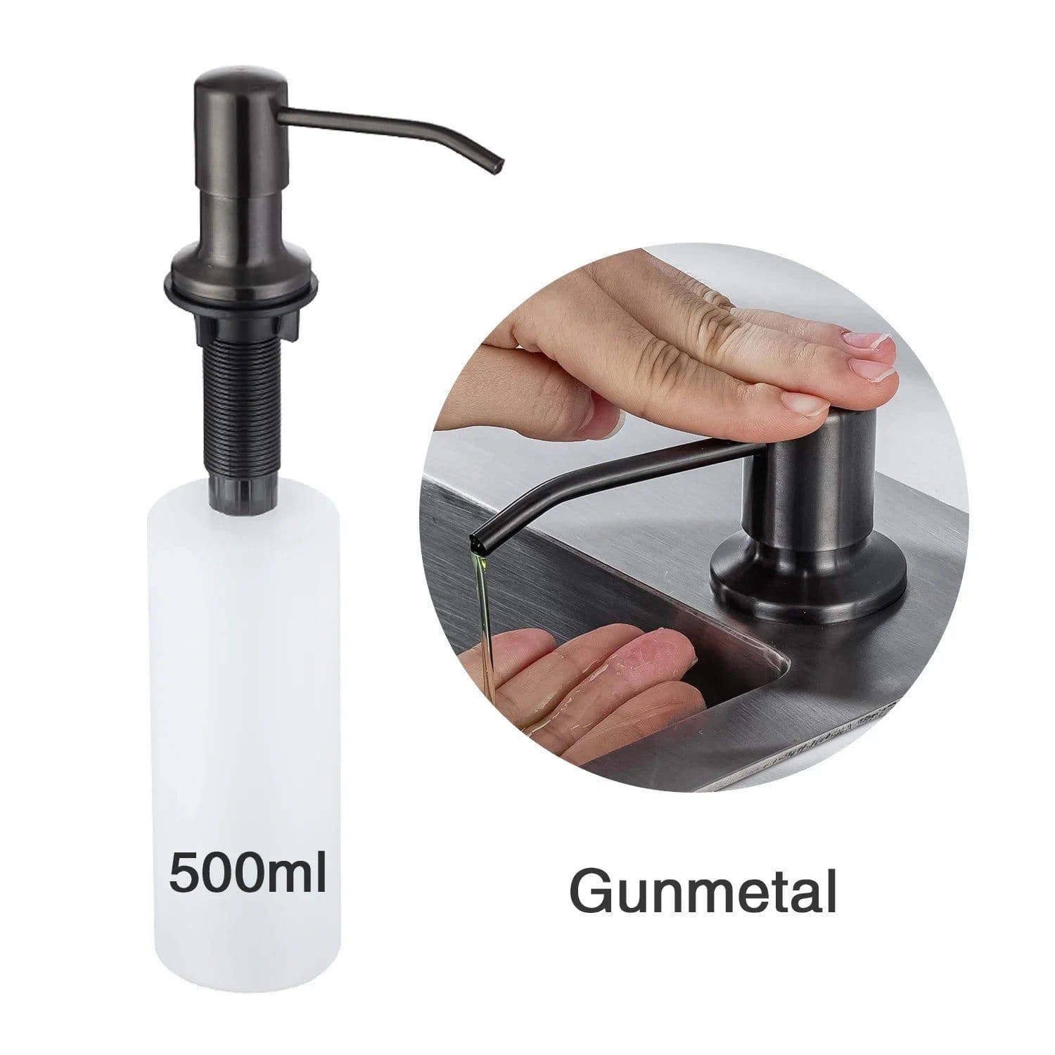 image-Kitchen Soap Dispensers 500ml Build in Dispenser Soap For Kitchen Bathroom Accessories Stainless Steel Pump Liquid PE Bottle