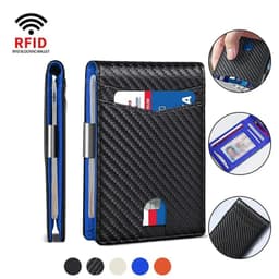 image-Rfid Carbon Fiber Card Holder Wallets Men Business Small Slim Mini Money Bag Bifold Leather Wallets for Men Male Luxury Vallet