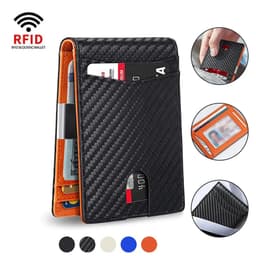 image-Rfid Carbon Fiber Card Holder Wallets Men Business Small Slim Mini Money Bag Bifold Leather Wallets for Men Male Luxury Vallet