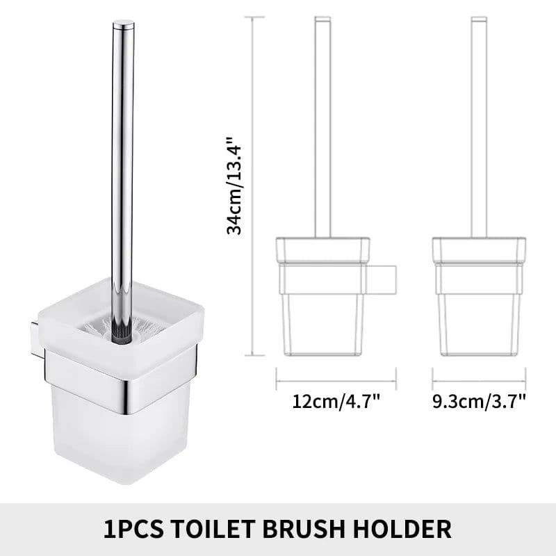 image-Stainless Steel Bathroom Accessories Wall Shelf Towel Bar Rack Rail Toilet Brush Roll Paper Holder Soap Dish Bathroom Hardware