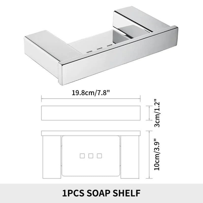 image-Stainless Steel Bathroom Accessories Wall Shelf Towel Bar Rack Rail Toilet Brush Roll Paper Holder Soap Dish Bathroom Hardware