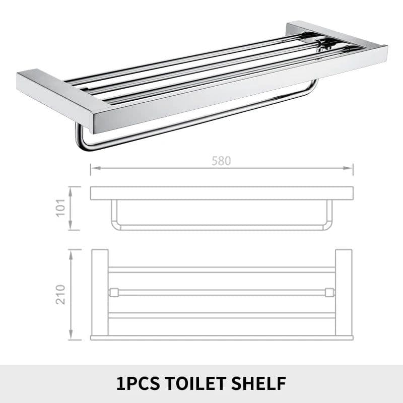 image-Stainless Steel Bathroom Accessories Wall Shelf Towel Bar Rack Rail Toilet Brush Roll Paper Holder Soap Dish Bathroom Hardware
