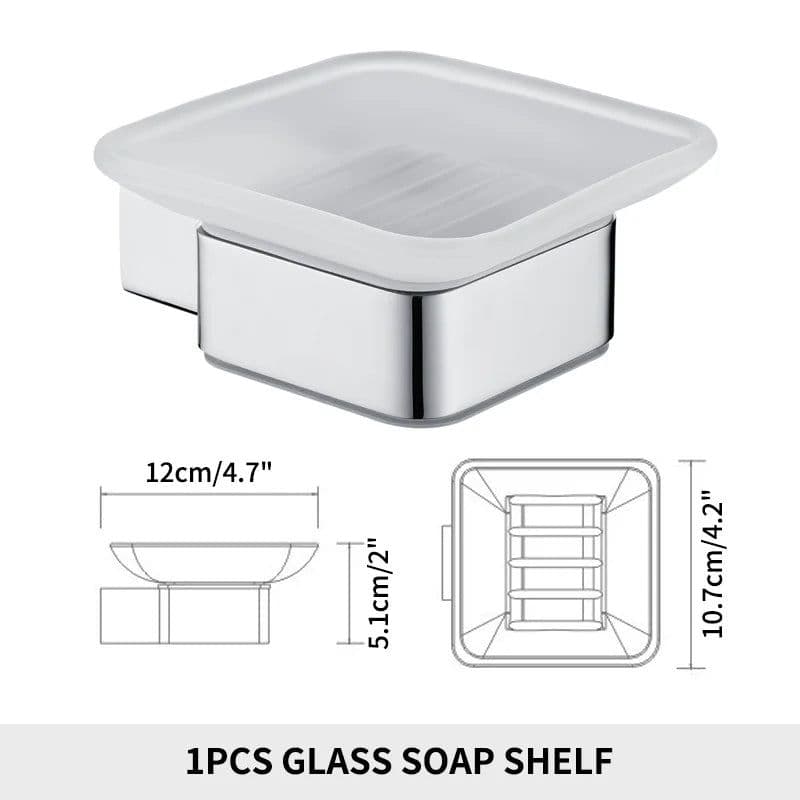 image-Stainless Steel Bathroom Accessories Wall Shelf Towel Bar Rack Rail Toilet Brush Roll Paper Holder Soap Dish Bathroom Hardware