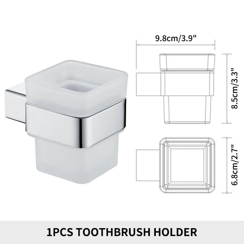 image-Stainless Steel Bathroom Accessories Wall Shelf Towel Bar Rack Rail Toilet Brush Roll Paper Holder Soap Dish Bathroom Hardware