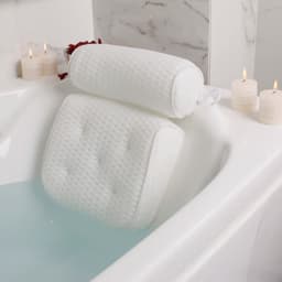 image-Bath Pillow for Bathtub Support Neck,Head and Back with Non-Slip Suction Cups air mesh Bathtub Pillow