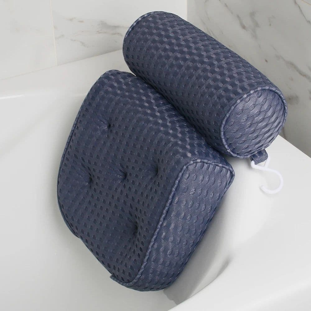 image-Bath Pillow for Bathtub Support Neck,Head and Back with Non-Slip Suction Cups air mesh Bathtub Pillow