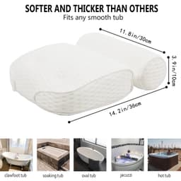 image-Bath Pillow for Bathtub Support Neck,Head and Back with Non-Slip Suction Cups air mesh Bathtub Pillow