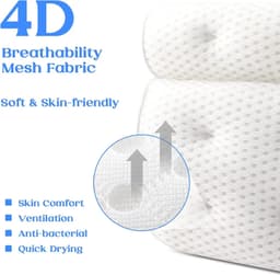 image-Bath Pillow for Bathtub Support Neck,Head and Back with Non-Slip Suction Cups air mesh Bathtub Pillow
