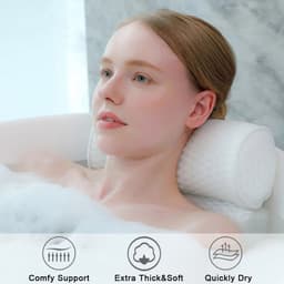 image-Bath Pillow for Bathtub Support Neck,Head and Back with Non-Slip Suction Cups air mesh Bathtub Pillow
