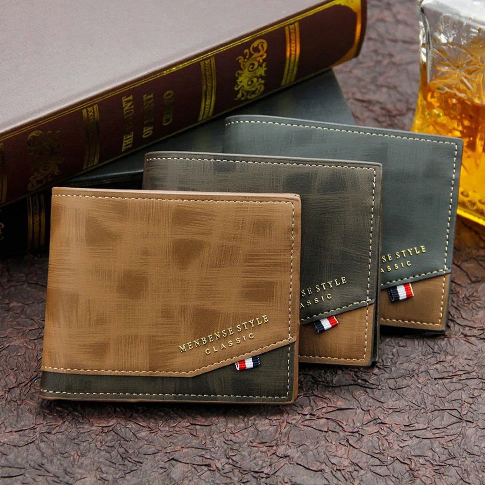 image-Men's Short Frosted Large Capacity Leather Wallet,Multi-Slot Coin Pocket Photo Holder Small Men's Wallet,Vintage Wallet for Male