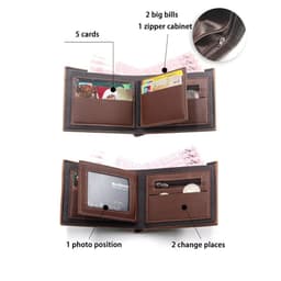image-Men's Short Frosted Large Capacity Leather Wallet,Multi-Slot Coin Pocket Photo Holder Small Men's Wallet,Vintage Wallet for Male