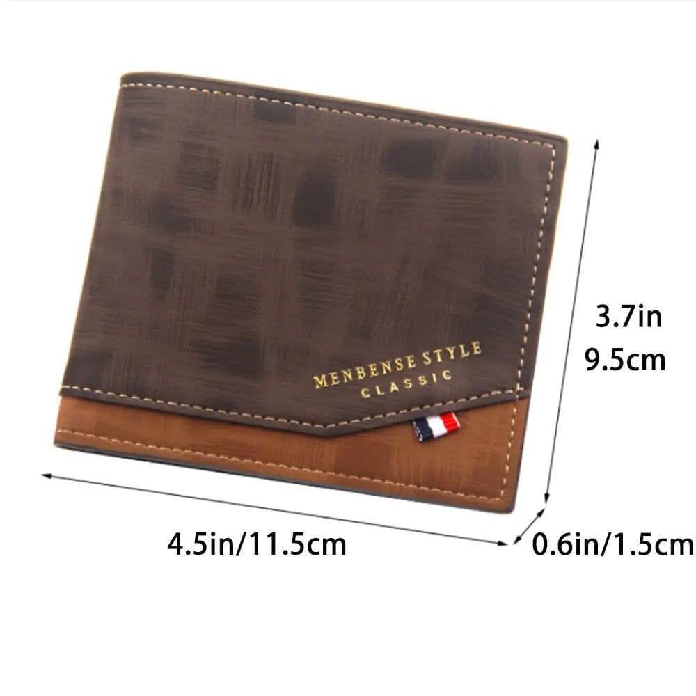 image-Men's Short Frosted Large Capacity Leather Wallet,Multi-Slot Coin Pocket Photo Holder Small Men's Wallet,Vintage Wallet for Male