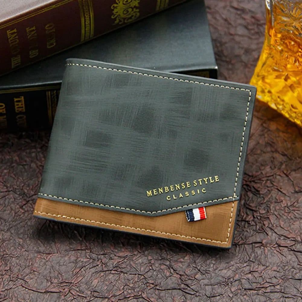 image-Men's Short Frosted Large Capacity Leather Wallet,Multi-Slot Coin Pocket Photo Holder Small Men's Wallet,Vintage Wallet for Male