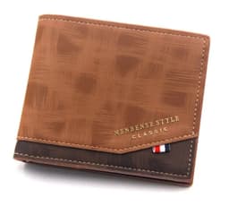 image-Men's Short Frosted Large Capacity Leather Wallet,Multi-Slot Coin Pocket Photo Holder Small Men's Wallet,Vintage Wallet for Male