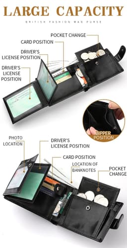image-High Capacity Men's Hasp Leather Wallet Multiple Card Slots Card ID Credit Card Holder Coin Vintage Wallet