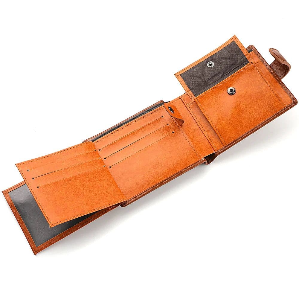 image-High Capacity Men's Hasp Leather Wallet Multiple Card Slots Card ID Credit Card Holder Coin Vintage Wallet