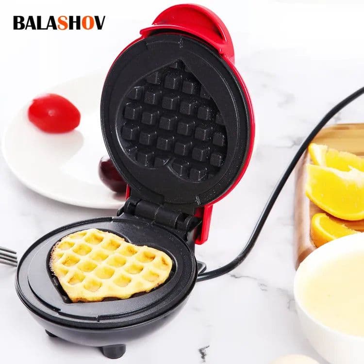 image-220V EU Plug Mini Electric Waffles Maker Bubble Egg Cake Oven Breakfast Love Heart Shaped Waffle Maker Cooking Appliance