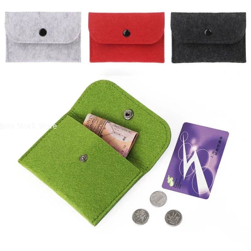 image-Unisex Felt Coin Purse Bag Women Girls Mini Zipper Coin Wallet Case Casual Square Money Change Card Key Holder Pouch