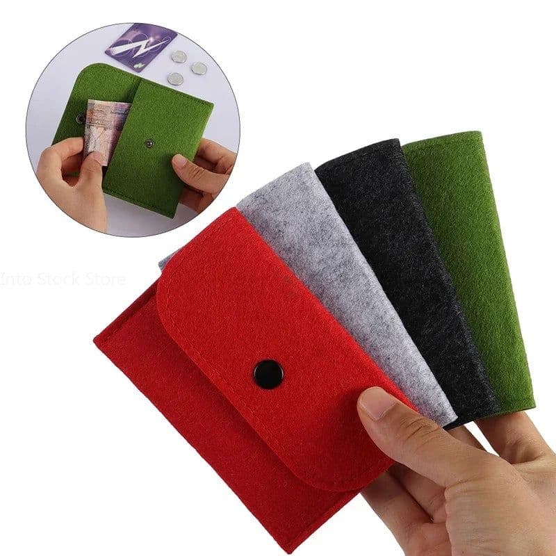 image-Unisex Felt Coin Purse Bag Women Girls Mini Zipper Coin Wallet Case Casual Square Money Change Card Key Holder Pouch