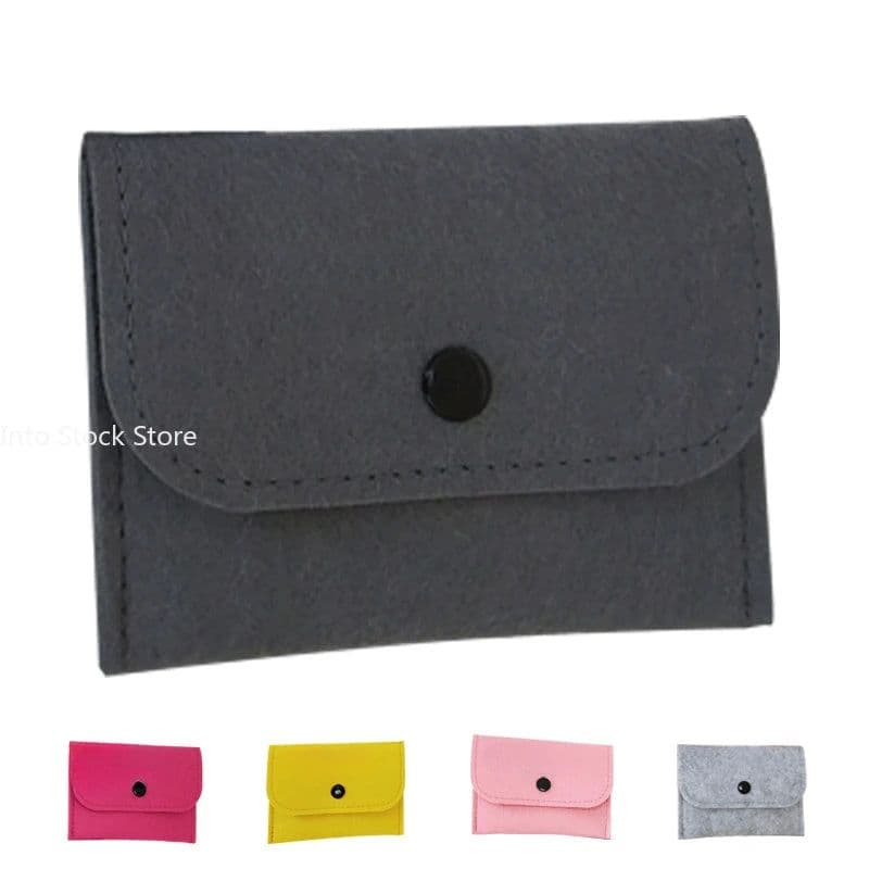 image-Unisex Felt Coin Purse Bag Women Girls Mini Zipper Coin Wallet Case Casual Square Money Change Card Key Holder Pouch