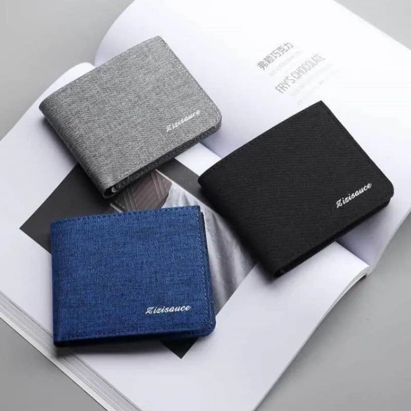 image-Canvas Men Wallet Black/blue/gray Card Holder Wallet Male Money Bag ID/photo/bank Holder Short Purse Credit Card Case Bag