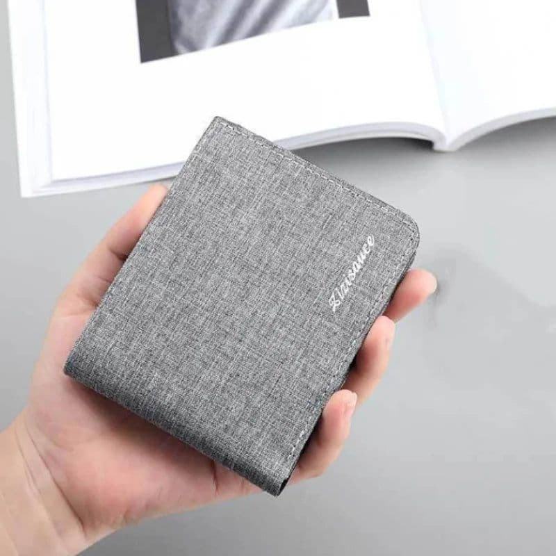 image-Canvas Men Wallet Black/blue/gray Card Holder Wallet Male Money Bag ID/photo/bank Holder Short Purse Credit Card Case Bag