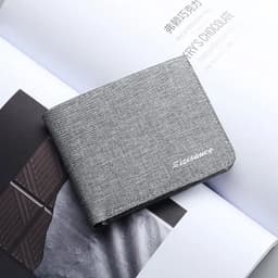 image-Canvas Men Wallet Black/blue/gray Card Holder Wallet Male Money Bag ID/photo/bank Holder Short Purse Credit Card Case Bag