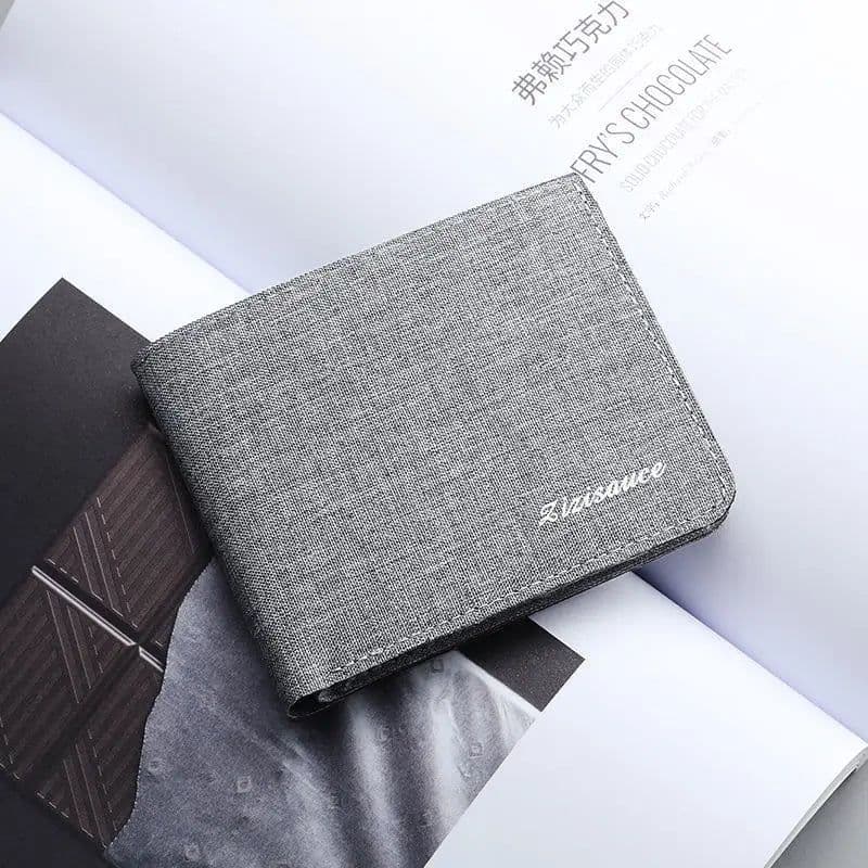 image-Canvas Men Wallet Black/blue/gray Card Holder Wallet Male Money Bag ID/photo/bank Holder Short Purse Credit Card Case Bag