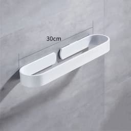 image-White Bathroom Accessories Kit Aluminum Toilet Paper Holder Wall Nail-Free Kitchen Hardware Towel Rack Single Hook Tissue Rack