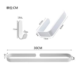 image-White Bathroom Accessories Kit Aluminum Toilet Paper Holder Wall Nail-Free Kitchen Hardware Towel Rack Single Hook Tissue Rack