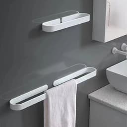 image-White Bathroom Accessories Kit Aluminum Toilet Paper Holder Wall Nail-Free Kitchen Hardware Towel Rack Single Hook Tissue Rack