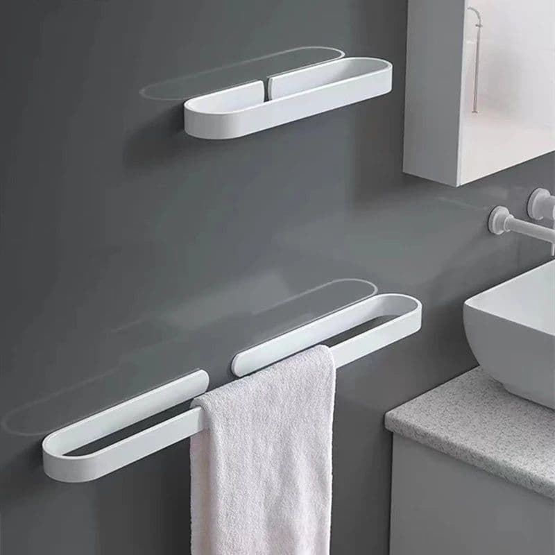 image-White Bathroom Accessories Kit Aluminum Toilet Paper Holder Wall Nail-Free Kitchen Hardware Towel Rack Single Hook Tissue Rack