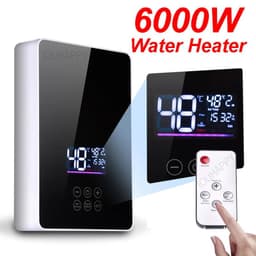image-Instant Water Heater Shower 220V Bathroom Faucet Hot Water Heater 6000W Digital Display For Country House Cottage Hotel Kitchen