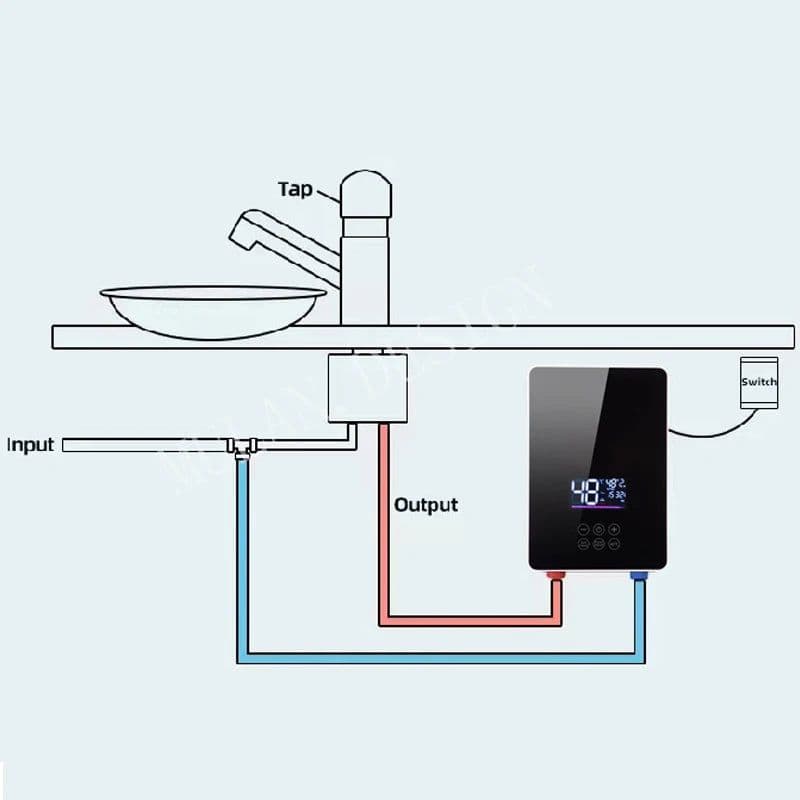 image-Instant Water Heater Shower 220V Bathroom Faucet Hot Water Heater 6000W Digital Display For Country House Cottage Hotel Kitchen
