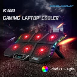 image-Coolcold Gaming RGB Laptop Cooler 12-17 Inch Led Screen Laptop Cooling Pad Notebook Cooler Stand With Six Fan And 2 USB Ports