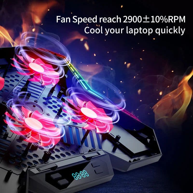 image-Coolcold Gaming RGB Laptop Cooler 12-17 Inch Led Screen Laptop Cooling Pad Notebook Cooler Stand With Six Fan And 2 USB Ports