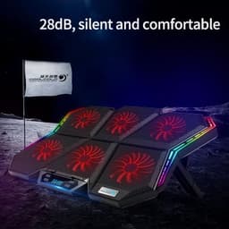 image-Coolcold Gaming RGB Laptop Cooler 12-17 Inch Led Screen Laptop Cooling Pad Notebook Cooler Stand With Six Fan And 2 USB Ports
