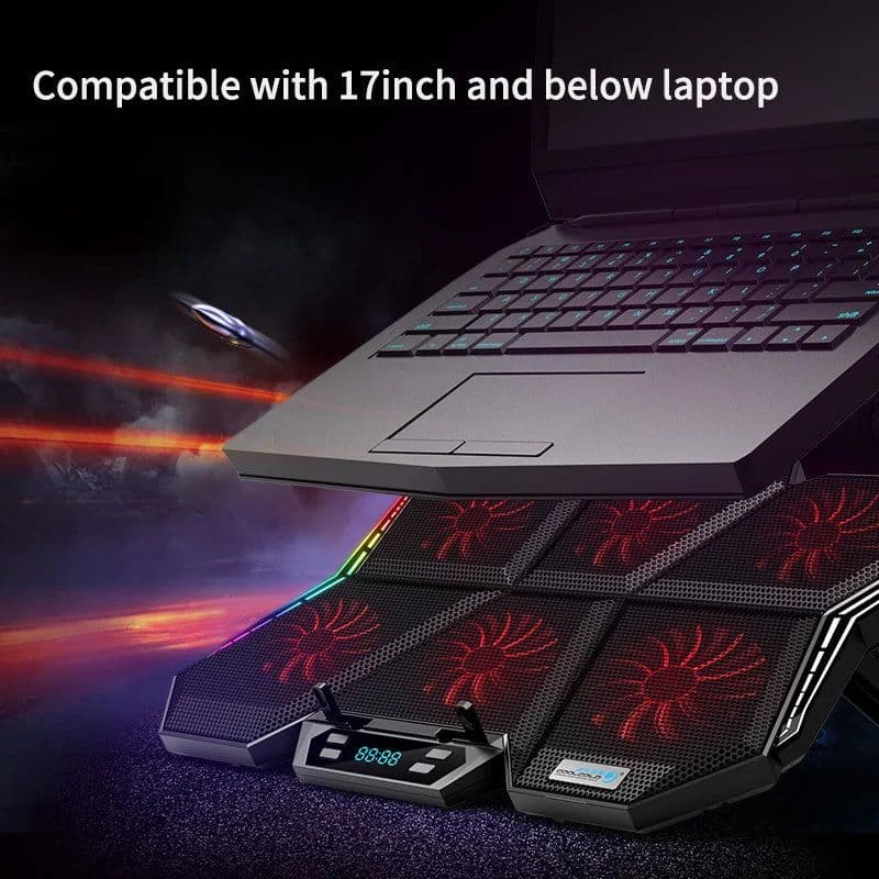 image-Coolcold Gaming RGB Laptop Cooler 12-17 Inch Led Screen Laptop Cooling Pad Notebook Cooler Stand With Six Fan And 2 USB Ports