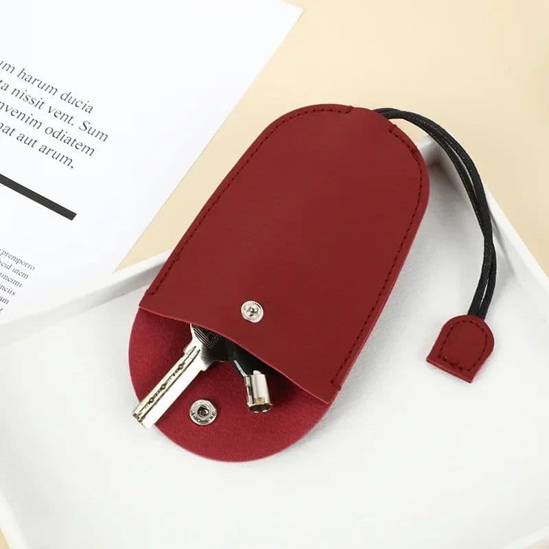 image-Pull Out Key Case Bags Women Men Solid Colour PU Leather Key Wallets Housekeepers Car Key Holder Case Leather Bag for Keys