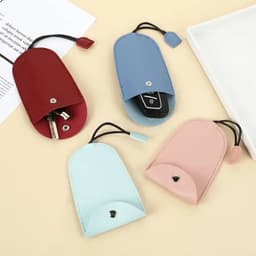 image-Pull Out Key Case Bags Women Men Solid Colour PU Leather Key Wallets Housekeepers Car Key Holder Case Leather Bag for Keys