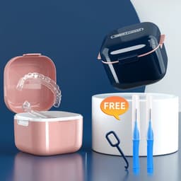 image-High Quality Orthodontic Retainer Braces Storage Box Soaking Invisible Teeth Denture Cleaning Tooth Storage Portable Belt case