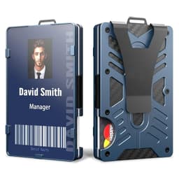image-Tactical Wallets with Clear ID Badge Holder RFID Blocking - EDC Aluminum Metal Wallet Credit Card Holder with Money Clip
