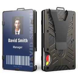 image-Tactical Wallets with Clear ID Badge Holder RFID Blocking - EDC Aluminum Metal Wallet Credit Card Holder with Money Clip