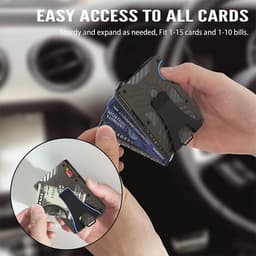 image-Tactical Wallets with Clear ID Badge Holder RFID Blocking - EDC Aluminum Metal Wallet Credit Card Holder with Money Clip